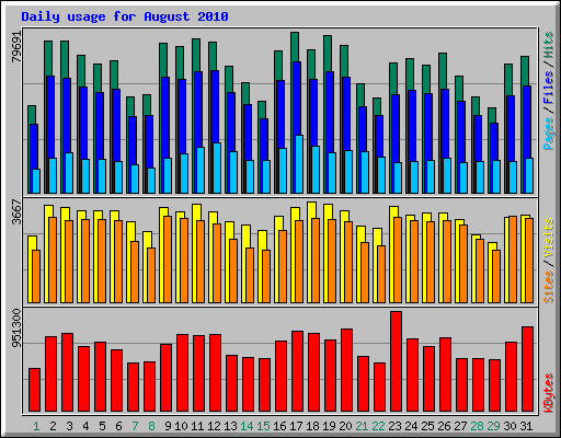 Daily usage for August 2010